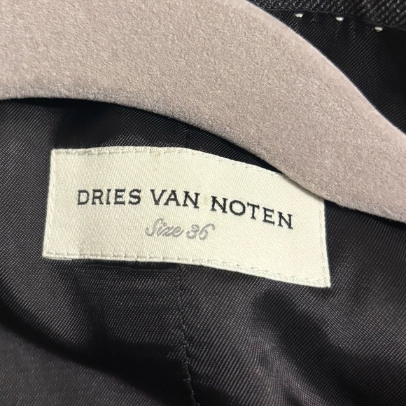 Dries Van Noten Gray Pinstripe Belted Blazer Wool Blend Size 36 US 4 - Picture 9 of 11